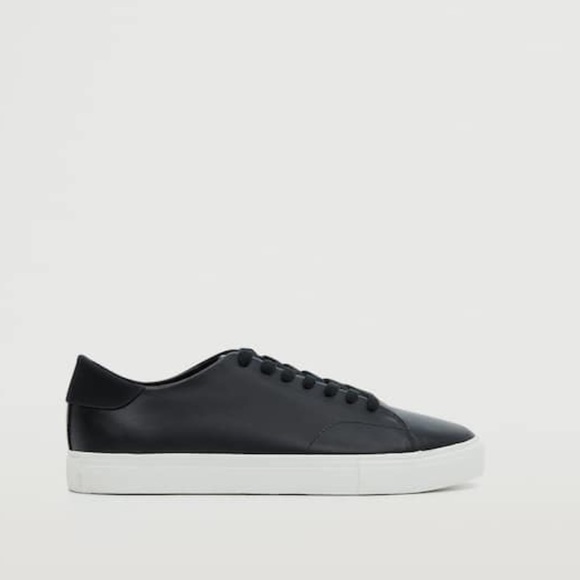 Mango Lace-Up Leather Sneakers in Black 🆕 - Picture 1 of 7